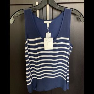 NWT Joie Navy with white stripe silk tank Size XS